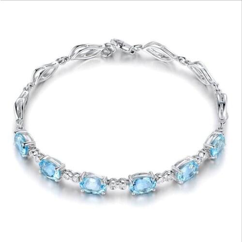 Everoyal Luxury Blue Rhinestone Bracelets For Women Jewelry New Fashion Lady Silver Bracelet Accessories For Girls Birthday