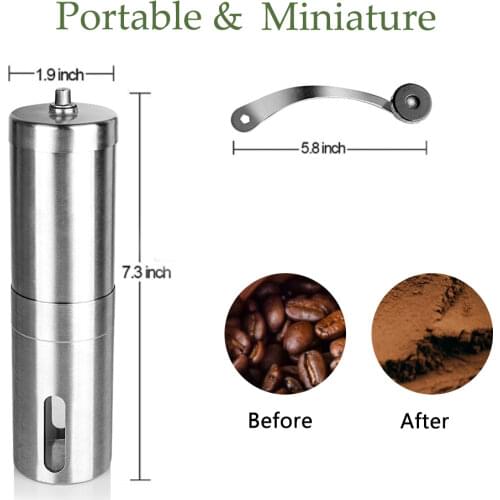Silver Coffee Grinder Mini Stainless Steel Hand Manual Handmade Coffee Bean Grinders Mill Kitchen Grinding Coffee Making Tools