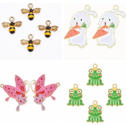 Animal Butterfly Charm Frog Bee Pendants For Jewelry Making Charms Necklace Enamel Accessories Handmade Material 10pcs Wholesale