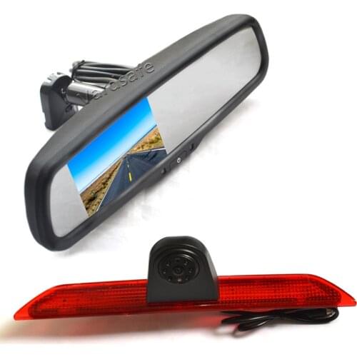 Vardsafe VS868R | Brake Light Reverse Backup Camera + Replacement Mirror Monitor for Ford Transit Van 150 250 350 (2014-2018)