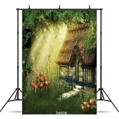 Comic Wooden House Light Forest Vinyl Photographic Background Customized For Child Baby Shower Backdrops Photo Booth Studio