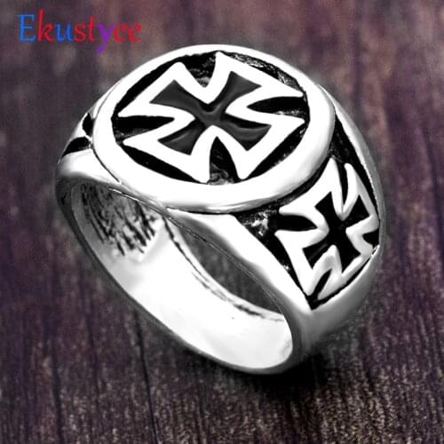 Vintage Cross Ring for Men New Fashion Gothic Punk Men Ring Christian Jewelry Dropshopping