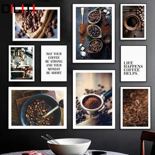 Vintage Espresso Machine Canvas Painting Coffee Beans Posters and Prints for Cafe Salon Dining Room Wall Art Home Decor