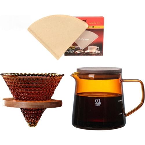 Amber High-grade Strawberry V60 Three-piece Set, Coffee Paper + 500 Coffee Pot Set, Barista Household American Pot