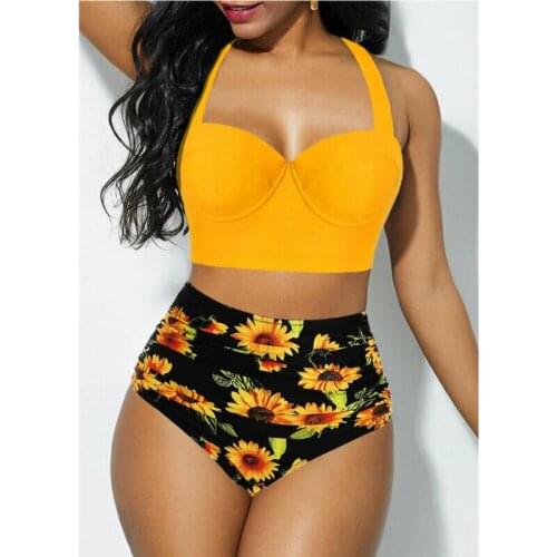 Womens Push Up Padded Bra Bikini Set High Waisted Swimsuit Floral Bathing Suit Swimwear Summer Bathing Suit Beachwear