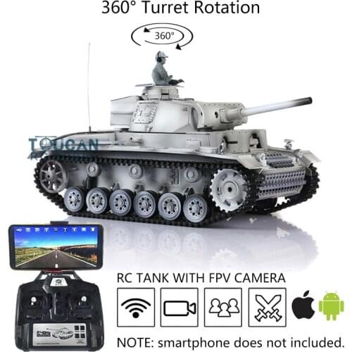 1/16 7.0 2.4G Heng Long FPV Panzer III L RC Tank 3848 360° Turret Steel Gearbox TH17349-SMT4