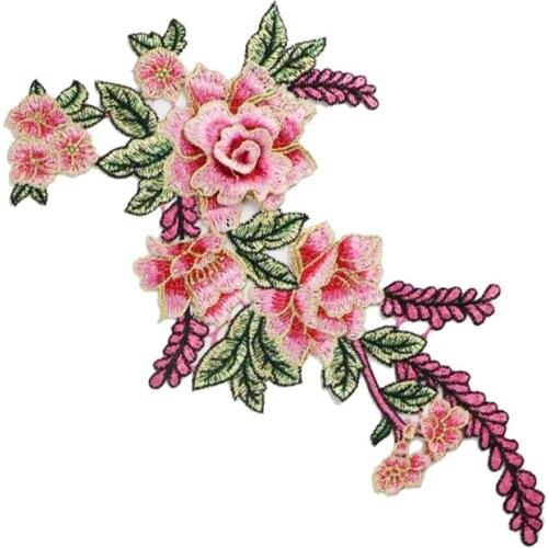 1 Pcs Embroidery Rose Flower Sew on Patch Applique Diy Crafts Stiker for Dress Jeans Hat Bag Clothes Accessories Badges