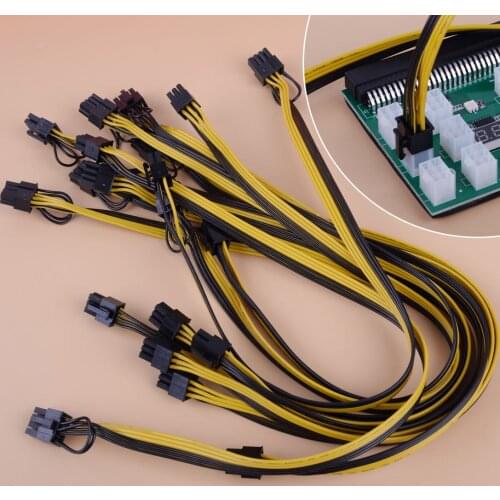 10pcs 50CM Power Cable PCI-E 6P to 8P For DPS-1200FB Ethereum Mining Breakout Board