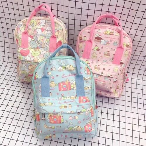 3 Colors Anime Sumikko Gurashi Corner Bio Printed PU Leather Cartoon Cute Travel Backpack Girls Creative School Bag for Children