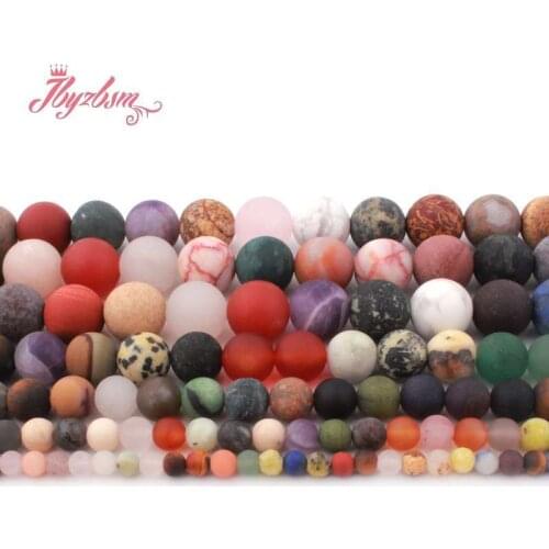 4/6/8/10mm Natural Frost Multicolor Stone Beads Round Stone Beads For DIY Necklace Bracelet Earring Jewelry Making Strand 15"