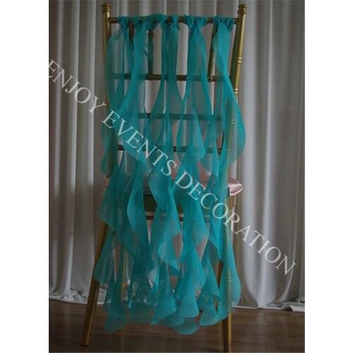 400pcs YHC#211 DIY fancy chiffon curly willow chair back sash polyester banquet wedding wholesale cheap chiavari chair decor