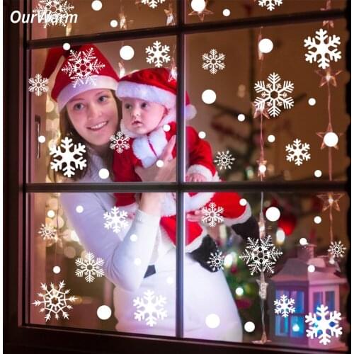OurWarm 48pcs Christmas Snowflake Sticker Window Decorative Sticker New Year DIY Stickers Christmas Decorations for Home 60*45cm