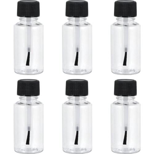 6pcs 20ml Nail Polish Bottles Empty Nail Polish Clear Bottles with Cap and Brush