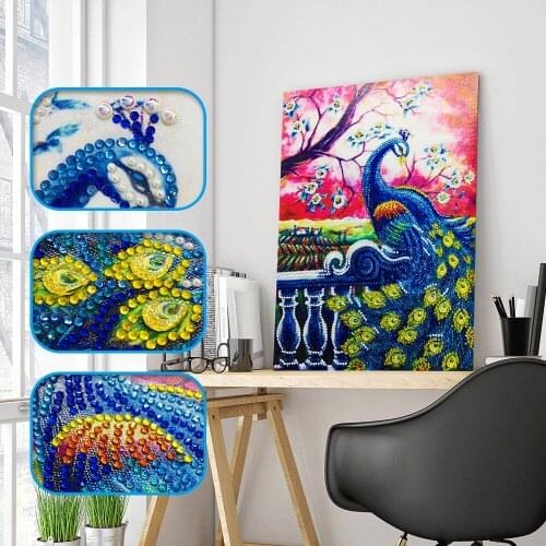 5D DIY Diamond Painting Peacock Special Drill Daimond Accessories Embroidery,Animal,Full,Rhinestone,Diamond Mosaic Picture Decor