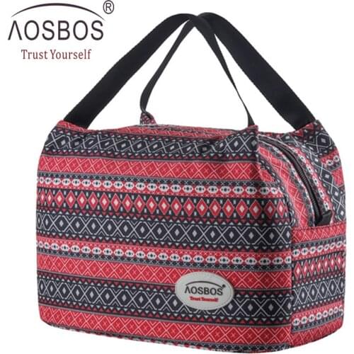 Aosbos Fashion Portable Insulated Canvas Lunch Bag 2020 Thermal Food Picnic Lunch Bags for Women Kids Men Cooler Lunch Box Bag