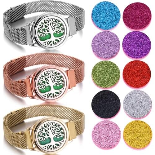 Aromatherapy Jewelry Locket Bracelets Stainless Steel Bracelet Watch Wristband Essential Oil Diffuser Perfume Aroma Bracelet
