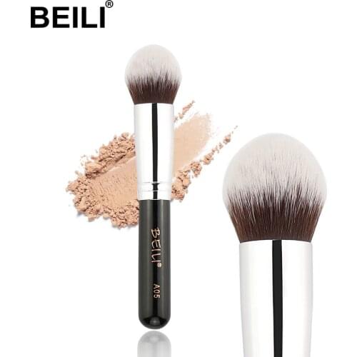 BEILI 1Pc Kabuki Brush Soft Dense Grey Synthetic Hair Powder Foundation Blusher Contour Makeup Brushes