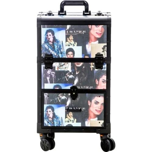 Women high quality Trolley Cosmetic case Rolling Luggage,Men large capacity Nails Makeup Toolbox,Beauty Tattoo Trolley Suitcases