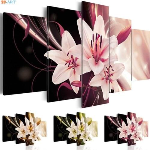 Flowers Canvas Painting Posters and Prints Canvas Art 5 Panel Pastel Wall Art Wall Pictures for Living Room Bedroom Decoration