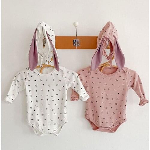 Spring Autumn Toddler Clothing Baby Boys Girls Printing Rompers + Hat Kids Baby Clothing Baby Boy Girl Long Sleeve Rompers