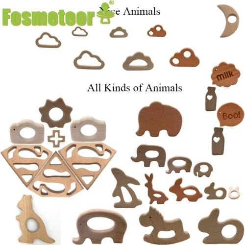 Fosmeteor Handmade Wooden Pacifier Accessories Natural Teething Toys Baby Shower Gifts Toddler Teething Newborn Baby Teether
