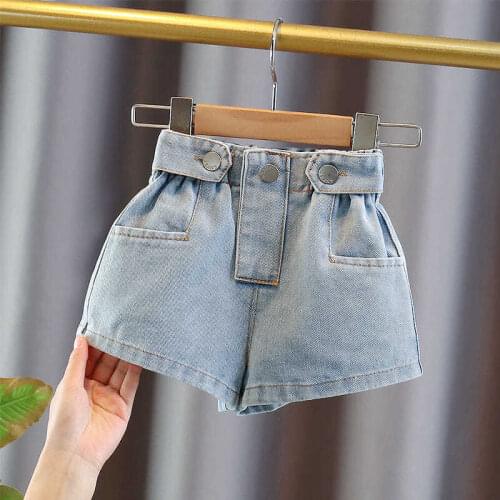 Kids Girl Summer Jeans Shorts 2021 New Fashion Elastic Waist Denim Short Pants Children Clothes For 1-7Yrs Costume Girls Shorts