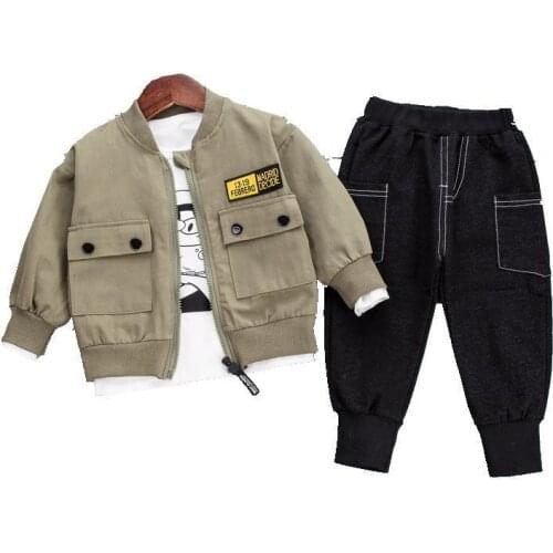 Baby Boy Cotton Clothes Spring Autumn Children Cartoon Print T Shirt Coat Pants 3Pcs/sets Infant Kids Fashion Toddler Tracksuits