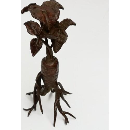 YIZHU CULTUER ART Collection Old China Bronze Exquisite Carving Ginseng Incense seat Family Decoration Gift