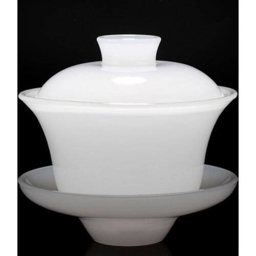 Ceramic Tea Bowl 160ml Jade Porcelain Tea Tureen China Kung Fu Tea Set Teaware Drinkware Handmade Gaiwan Master Cup Decoration