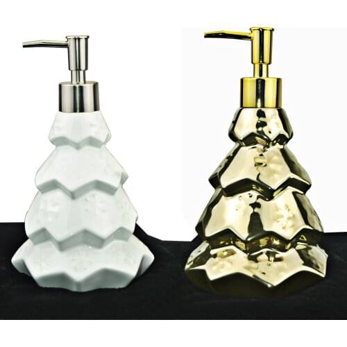 450Ml Mr Christmas Santa Tree Art Ceramic Hand Soap Dispenser Perfume Pump Filling Lotion Bottle Best Gift Kitchen Bath Hotel