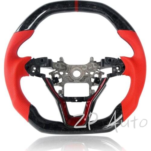 Forged Carbon Fiber and Perforated Leather for 10th Generation Honda Accord Steering Wheel with Carbon Fiber Trim