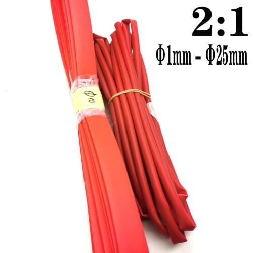 RED 1Meter Soft 2:1 Heat Shrink Tube Wire Cable Insulation Tubing USB Protector Wrap Dia1 2 3 4 5 6 8 9 10 11 12 14 16 25 mm