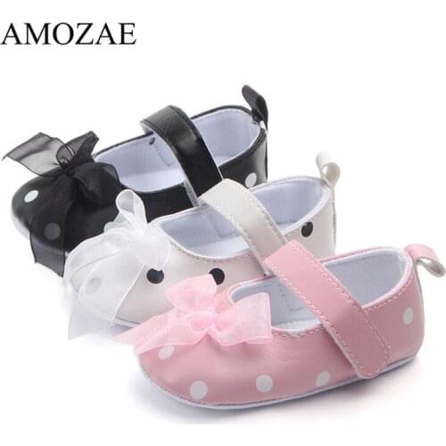 Summer Newborn Infant Toddler Cute Shoes Baby Girl Bow Dot Princess Shoes Anti-slip indoor First Walker For 0-18 Months