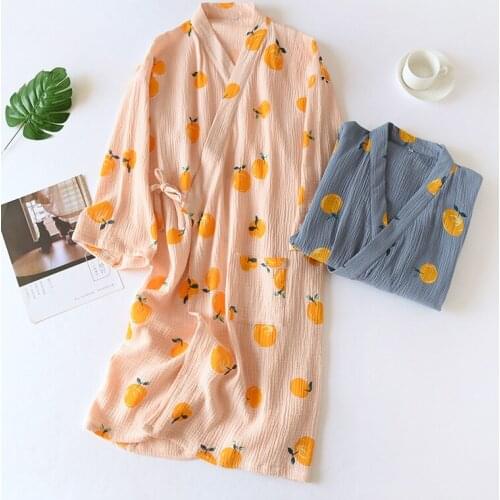 Summer Pijamas Women Pure Cotton Crepe Thin Spring/autumn Japanese Kimono Robes Homewear Spa Sweat Steam Cotton Bathrobe Womens