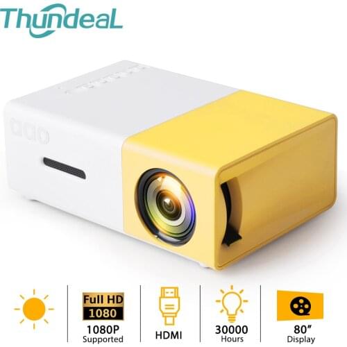 ThundeaL YG300 Mini Projector LED TFT 480x272P Supports 1080P HDMI USB TF Audio Portable Projector Home Media Video Player Gift