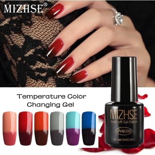 MIZHSE 7ML Gel Varnish Nail Gel Polish Chameleon Temperature Color Changing Nail Polish Thermal Color Change UV Gel Lacquer