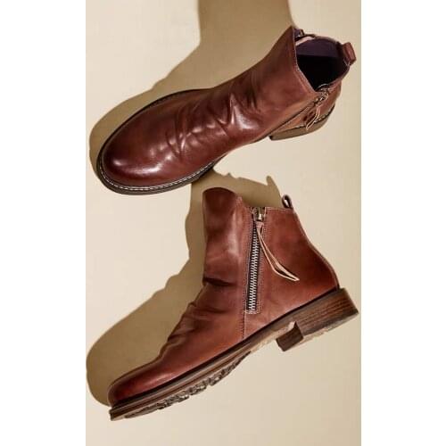 2021 Men Leather Boots Fashion High-top Tassel Zip PU Leather Shoes Autumn Winter Ankle Boots Men Martin Boots Plus Size 48