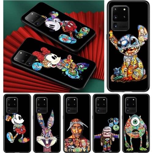 Mickey Tattoo Cartoon for Samsung S20 FE Ultra Plus A91 A81 A71 A51 A41 A31 A21 A11 A72 A52 A42 A22 Soft Black Phone Case