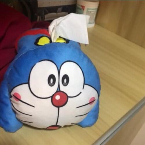 1pc 33cm cartoon sweet Doraemon cat soft plush paper towel case vehicle-mounted tissue holder waist pillow stuffed toy gift