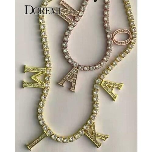 DOREMI Custom Name Necklaces CZ Pendant Letters Love Necklace for Women Custom Chain Jewelry Personalized Gold Christmas Gift