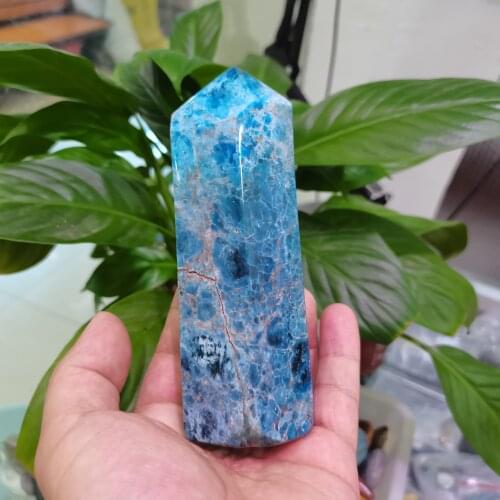Rare natural blue apatite crystal point natural crystal reiki healing 600-950g
