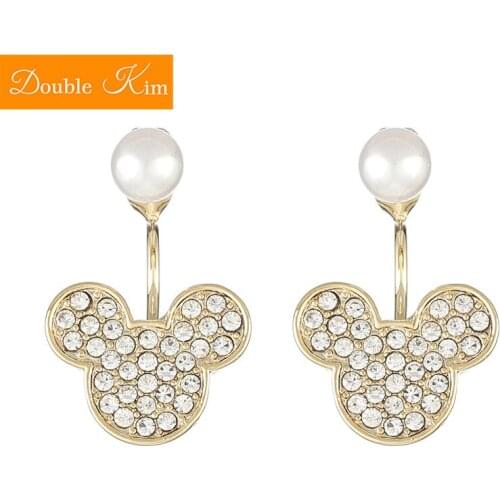 Pearl Cartoon Mouse Earring Micro Zircon Alloy Rear-mounted Prevent Allergy Gold Color EarringsFashion Trendy Women Jewelry Gift