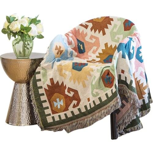 North American Style Comfort Sofa Cushion American Bohemian Cotton Knit Blanket Blanket Geometric Pattern