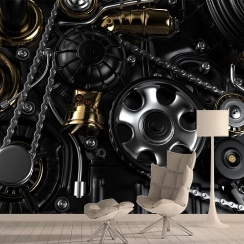 Modern Mechanical Gear 3d Mural Wall Paper Papers Home Decor Murals Stripe Wallpapers for Living Room Bedroom Walls Improvements