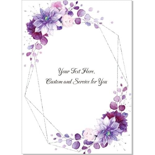 Light Purple,Purple Floral Acrylic Wedding Invitations,Greenery Leaf Acrylic Graduation Invitations,Custom 10pcs Acrylic Invite