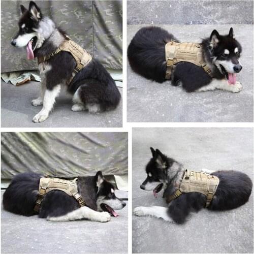 Tactical Service Dog Vest Training Hunting Molle Nylon Water-resistan Military Patrol Adjustable Dog Harness with Handle Hunting