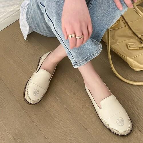 MKKHOU Fashion Casual Shoes Women 2021 New Spring Genuine Leather Comfortable Soft Bottom Fisherman Shoes Flat Shoes Size 33-40