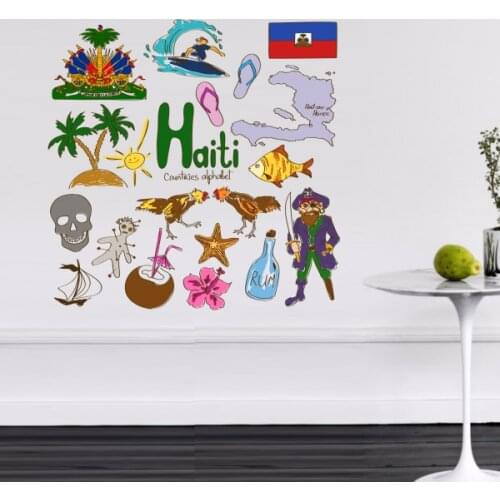 Haiti Colorful Illustration Travel The Word Landmark Wall Sticker Wedding Decor Vinyl Waterproof Wall Sticker Wallpaper Decal