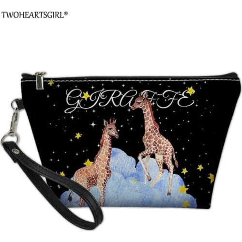 Twoheartsgirl Giraffe Makeup Bags Travel Ladies Pouch Women Cosmetic Bag Multifunctional Portable Coin Storage Pouch Handle