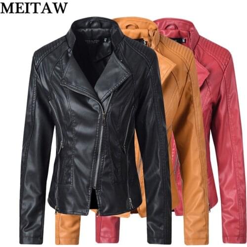 2020 New Fashion Women Leather Jackets Autumn Casual Long Sleeve Zipper PU Leather Jacket Female Moto Faux Leather Coat Tops